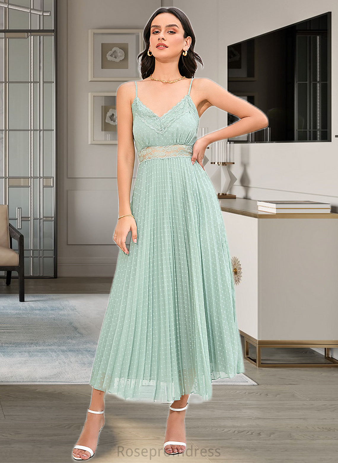 Beatrice A-LineV-neckAnkle-LengthBridesmaidDress#273652 SRSP0013283