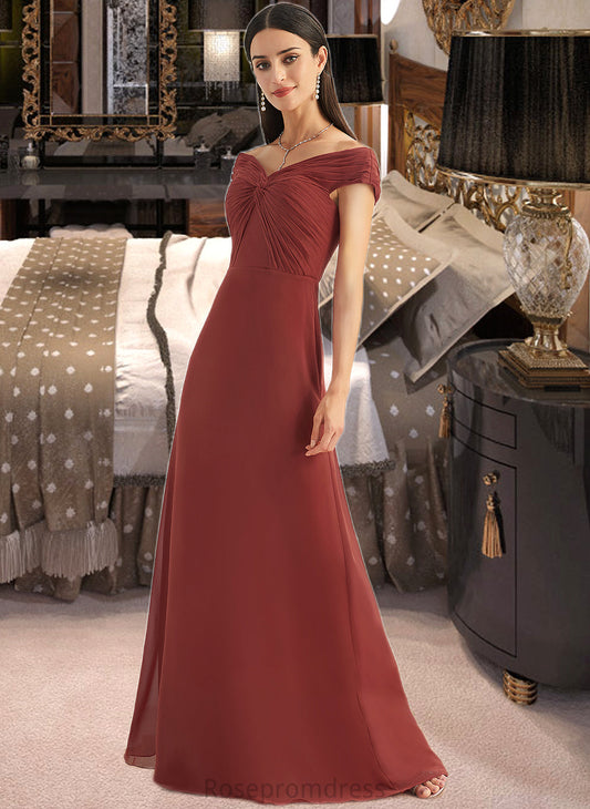Karina Sheath/Column Off-the-Shoulder Floor-Length Bridesmaid Dress With Ruffle SRSP0013284