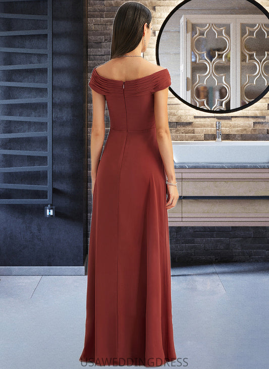 Dayana Sheath/Column Off-the-Shoulder Floor-Length Bridesmaid Dress With Ruffle DSP0013284
