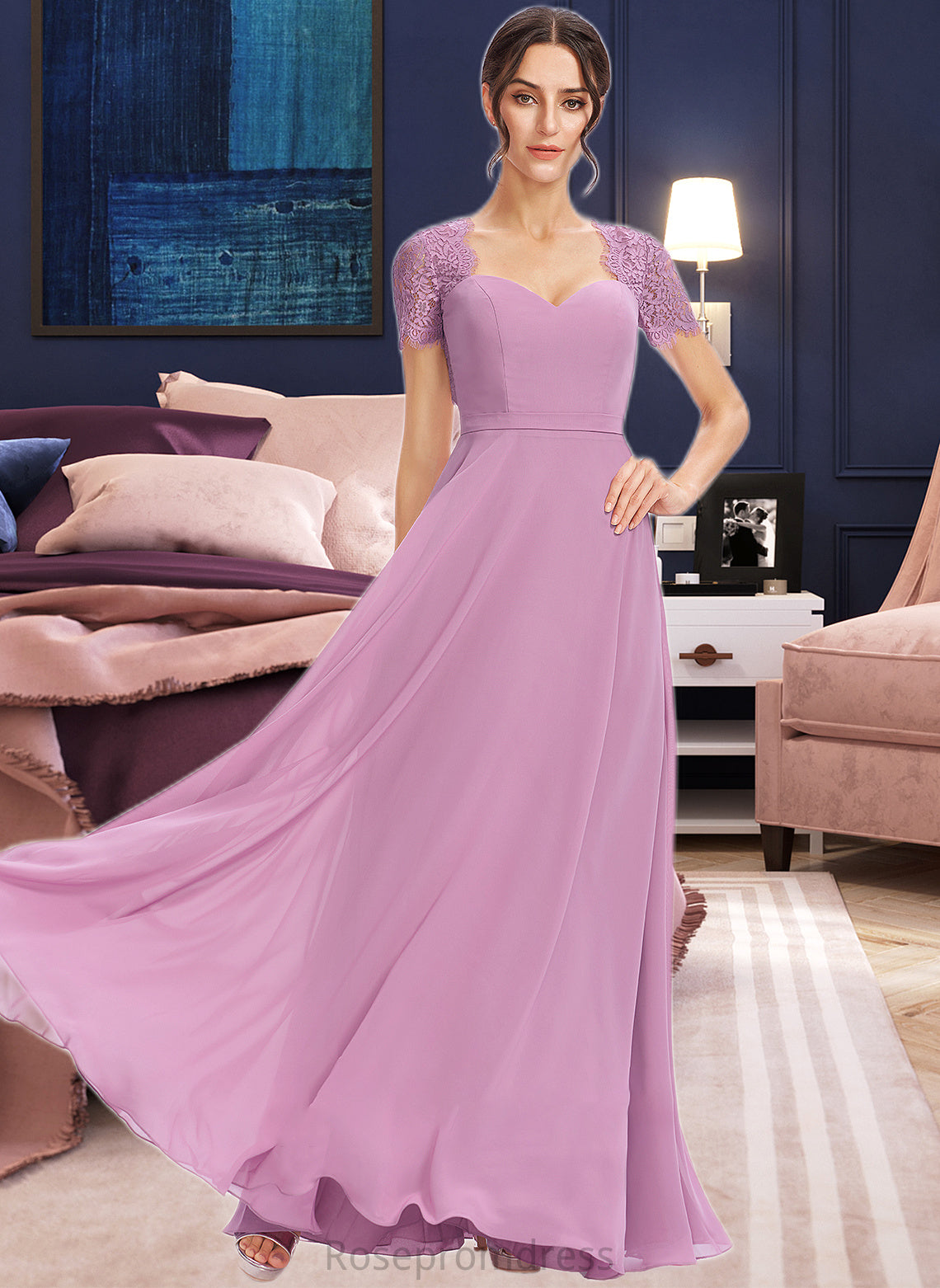 Salome A-Line Sweetheart Bridesmaid Dress With Lace SRSP0013299