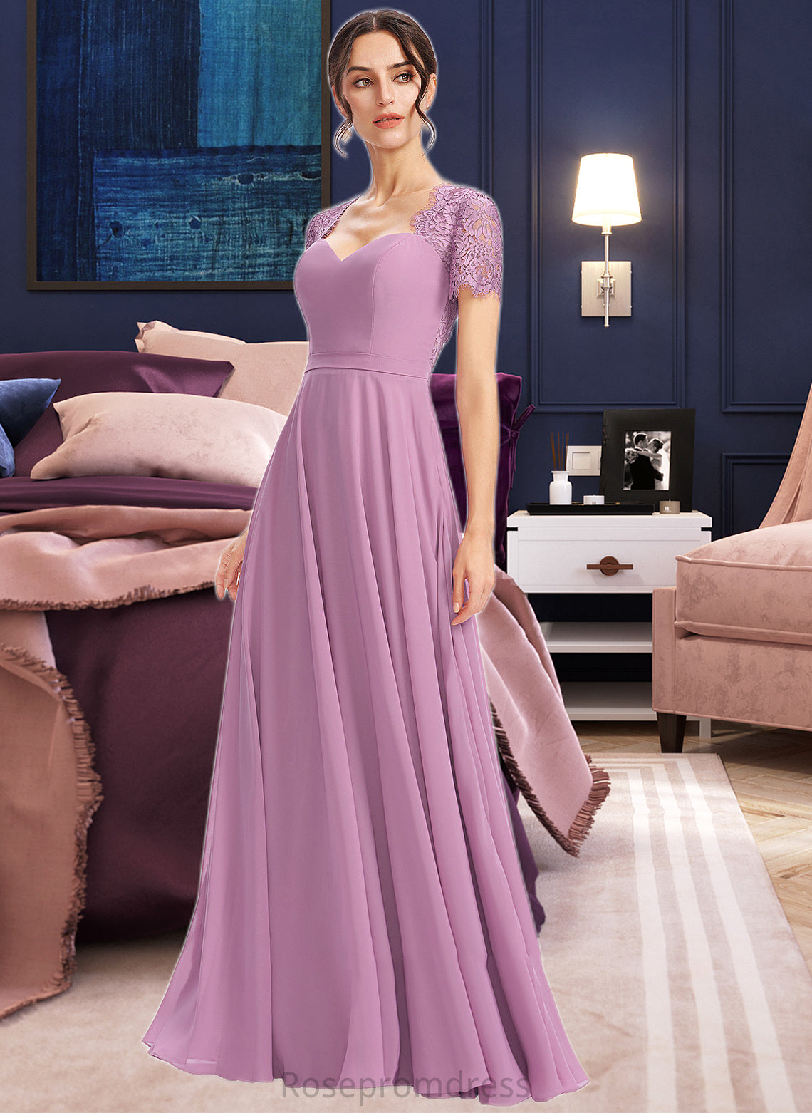 Salome A-Line Sweetheart Bridesmaid Dress With Lace SRSP0013299