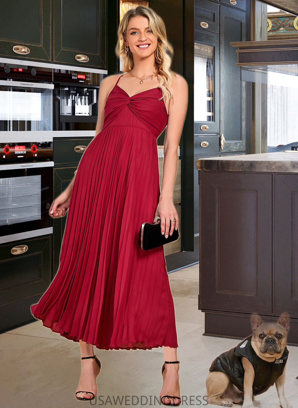 Janessa A-LineV-neckAnkle-LengthBridesmaidDress#273610 DSP0013301