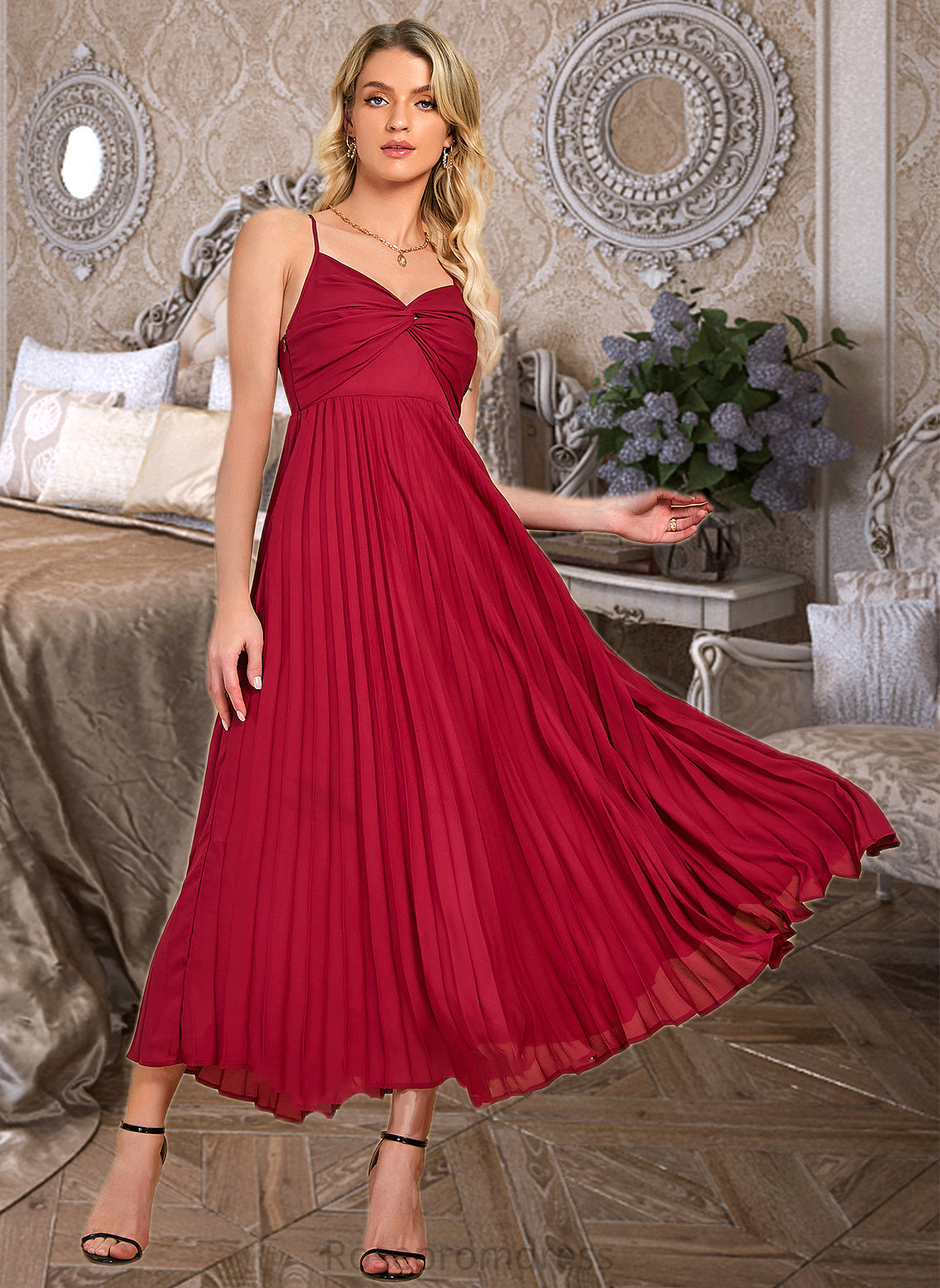 Lillian A-LineV-neckAnkle-LengthBridesmaidDress#273610 SRSP0013301