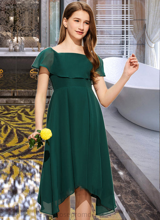 Mikaela A-Line Square Neckline Knee-Length Chiffon Junior Bridesmaid Dress SRSP0013329