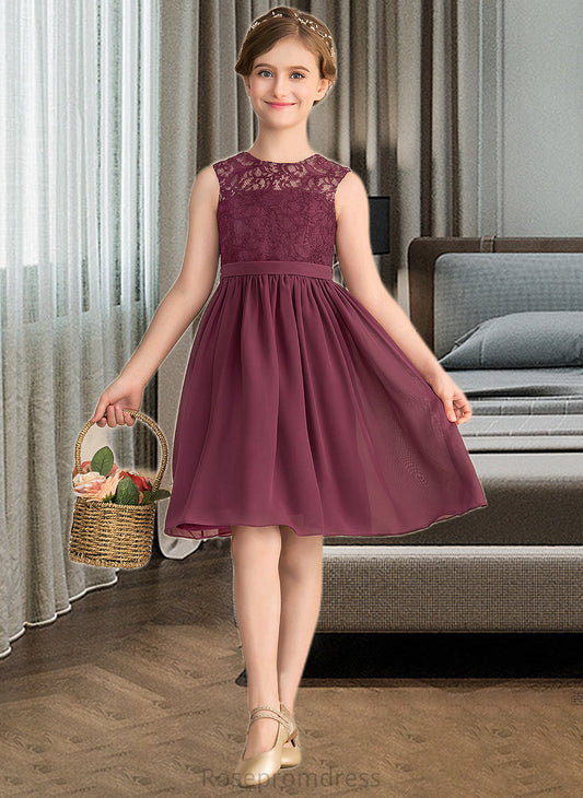 Sam A-LineScoopNeckKnee-LengthChiffonLaceJuniorBridesmaidDress#165020 SRSP0013423