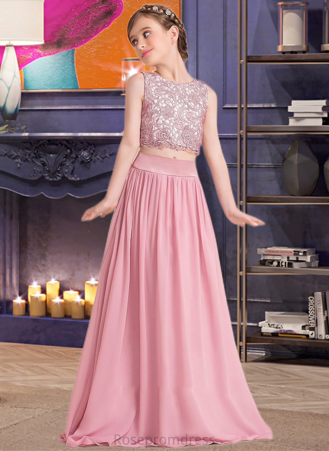 Ellen A-LineScoopNeckFloor-LengthChiffonJuniorBridesmaidDress#130498 SRSP0013424