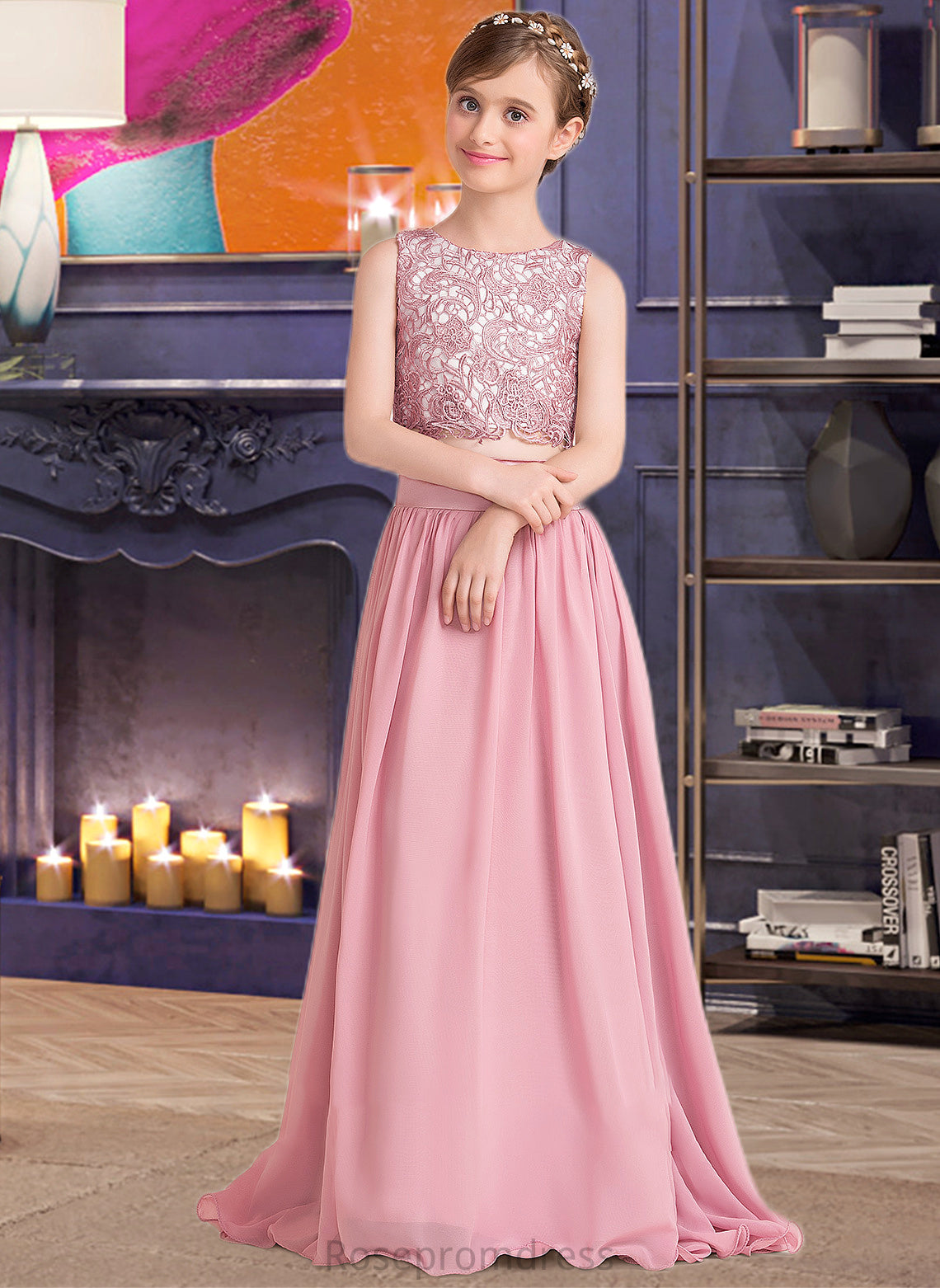 Ellen A-LineScoopNeckFloor-LengthChiffonJuniorBridesmaidDress#130498 SRSP0013424
