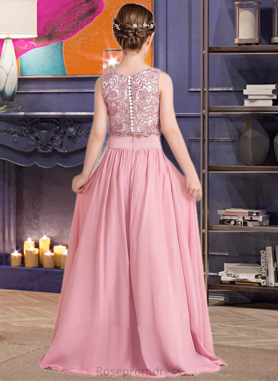 Ellen A-LineScoopNeckFloor-LengthChiffonJuniorBridesmaidDress#130498 SRSP0013424