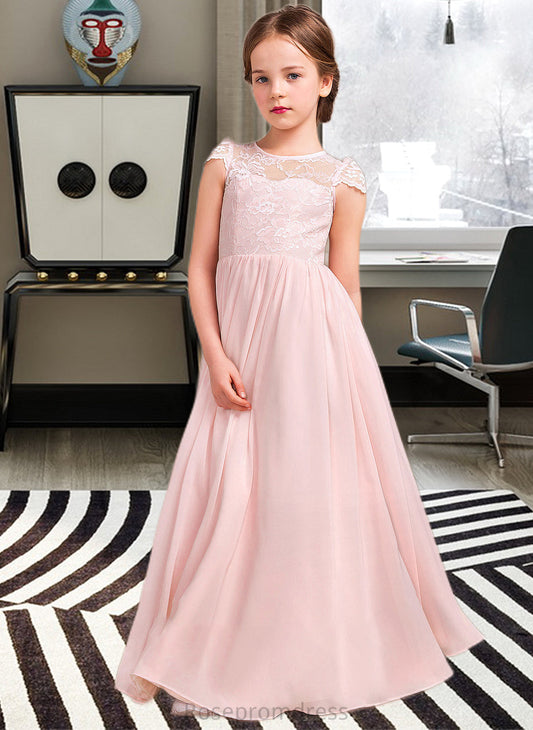Mila A-LineScoopNeckFloor-LengthChiffonLaceJuniorBridesmaidDress#81155 SRSP0013502