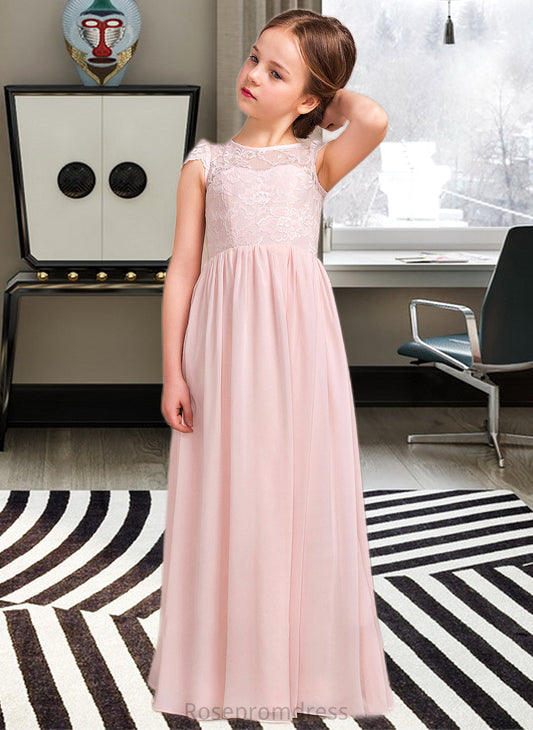 Mila A-LineScoopNeckFloor-LengthChiffonLaceJuniorBridesmaidDress#81155 SRSP0013502