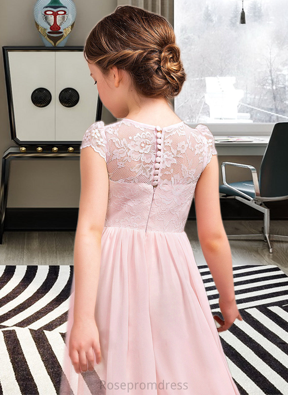 Mila A-LineScoopNeckFloor-LengthChiffonLaceJuniorBridesmaidDress#81155 SRSP0013502