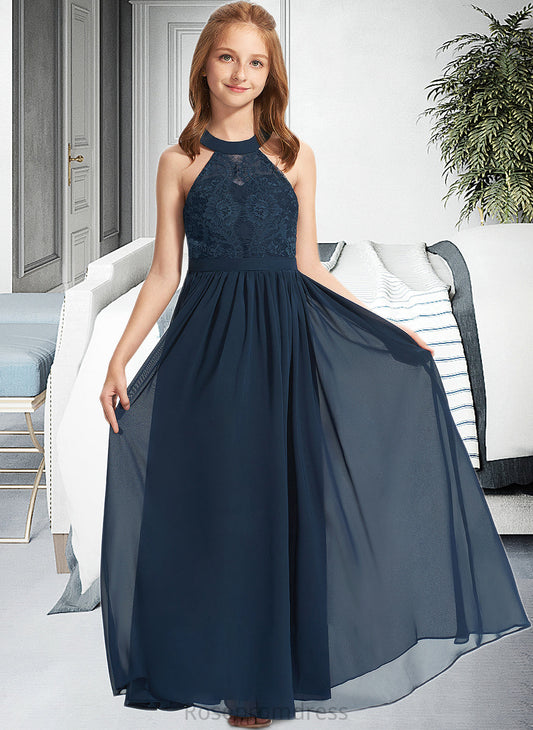 Annie A-LineScoopNeckFloor-LengthChiffonLaceJuniorBridesmaidDress#234030 SRSP0013538