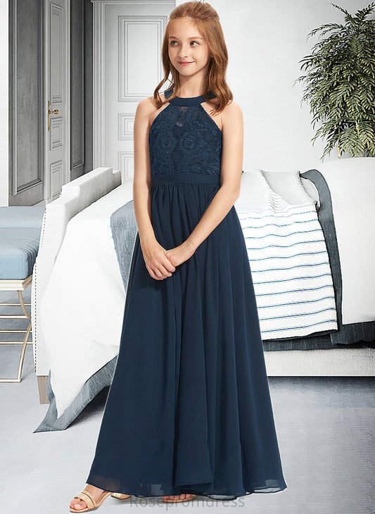 Annie A-LineScoopNeckFloor-LengthChiffonLaceJuniorBridesmaidDress#234030 SRSP0013538