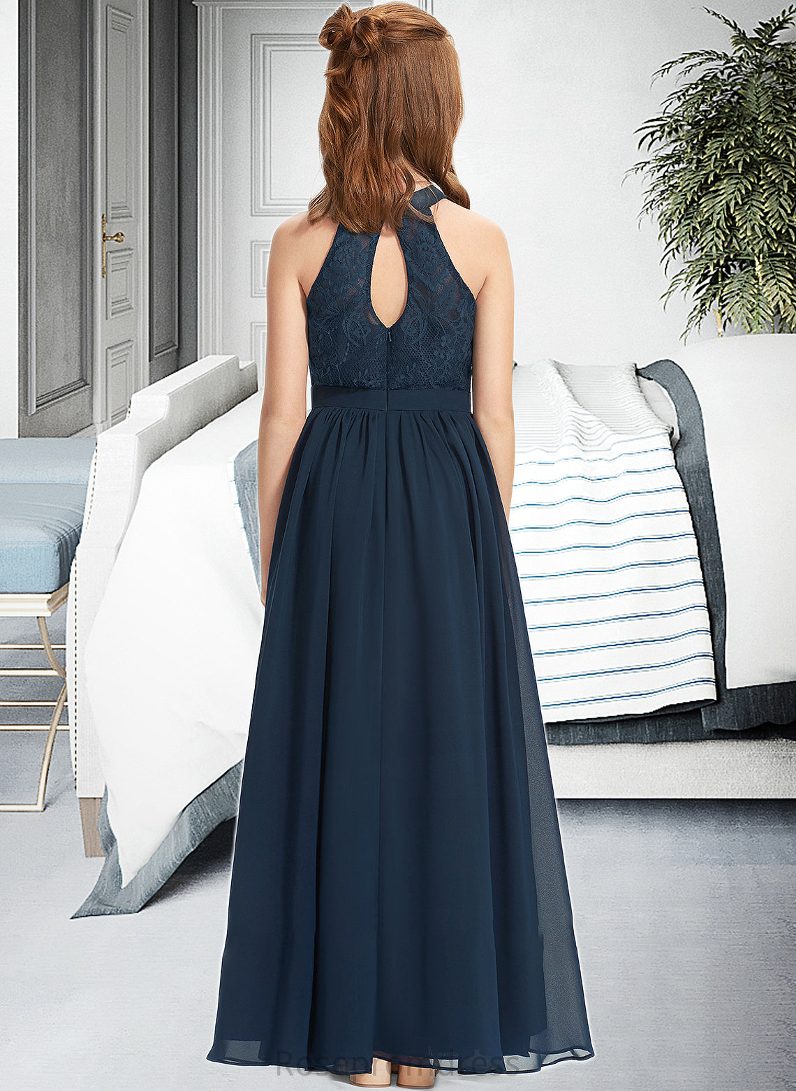 Annie A-LineScoopNeckFloor-LengthChiffonLaceJuniorBridesmaidDress#234030 SRSP0013538