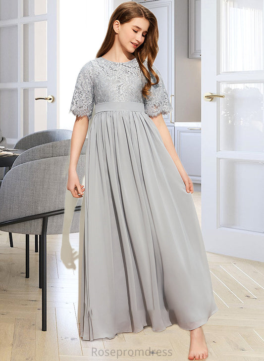 Mikayla A-LineScoopNeckFloor-LengthChiffonLaceJuniorBridesmaidDress#253700 SRSP0013602