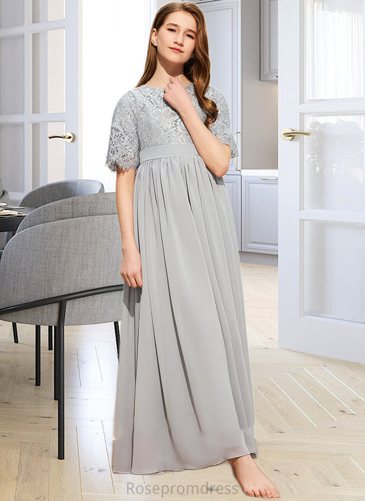 Mikayla A-LineScoopNeckFloor-LengthChiffonLaceJuniorBridesmaidDress#253700 SRSP0013602