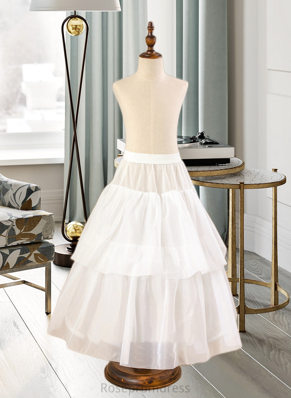 Elyse Ball-Gown/PrincessScoopNeckFloor-LengthTulleJuniorBridesmaidDressWithSashBeading#136423 SRSP0013615
