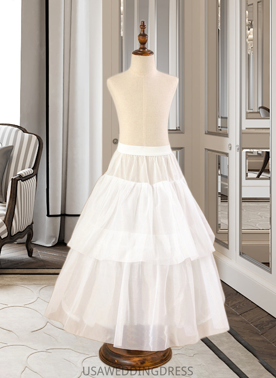 Alisa Ball-Gown/PrincessScoopNeckFloor-LengthTulleJuniorBridesmaidDressWithSashBeading#136423 DSP0013615