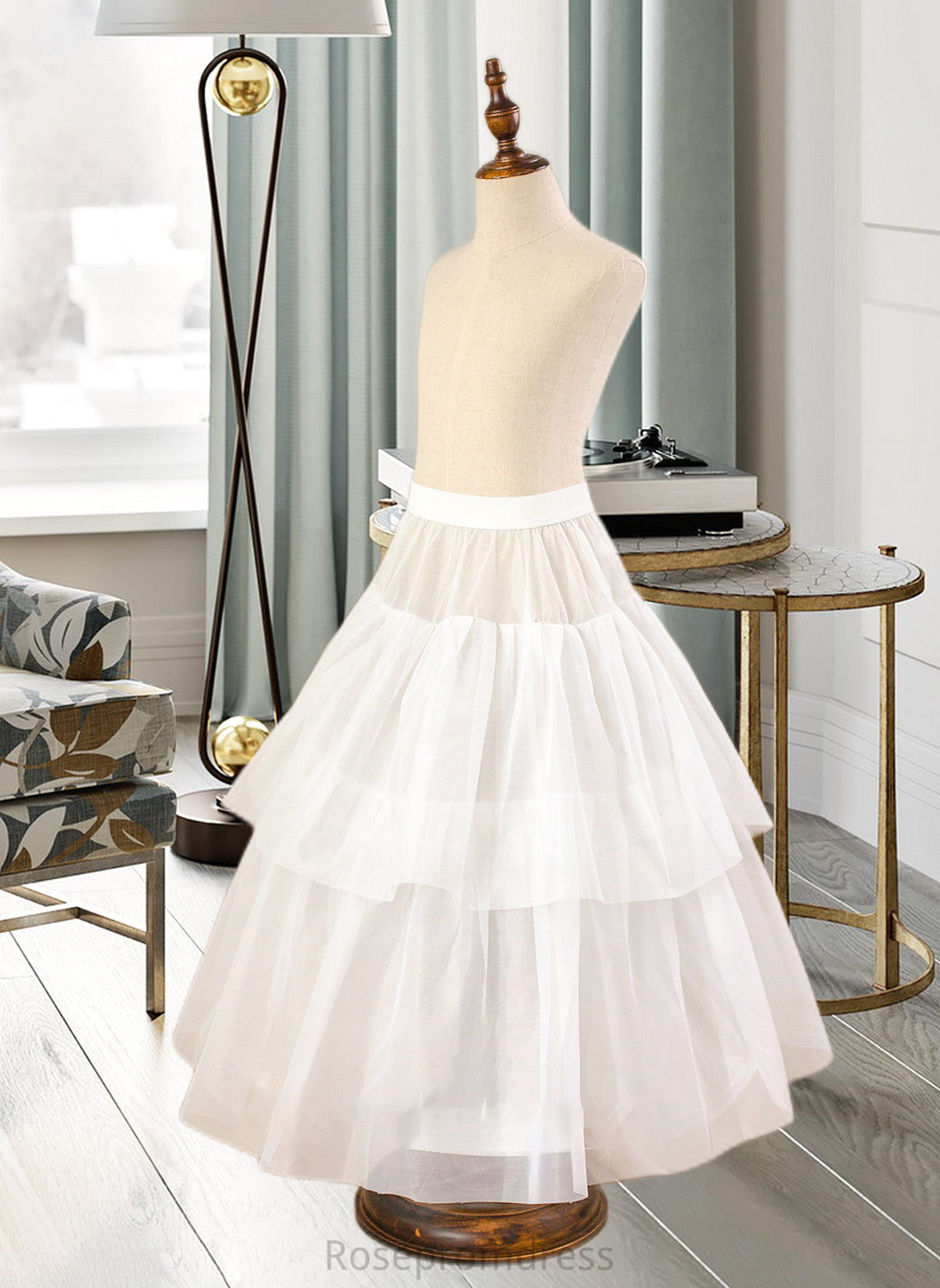 Elyse Ball-Gown/PrincessScoopNeckFloor-LengthTulleJuniorBridesmaidDressWithSashBeading#136423 SRSP0013615