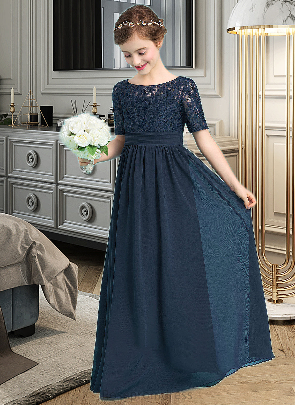 Courtney A-LineScoopNeckFloor-LengthChiffonJuniorBridesmaidDress#148411 SRSP0013631