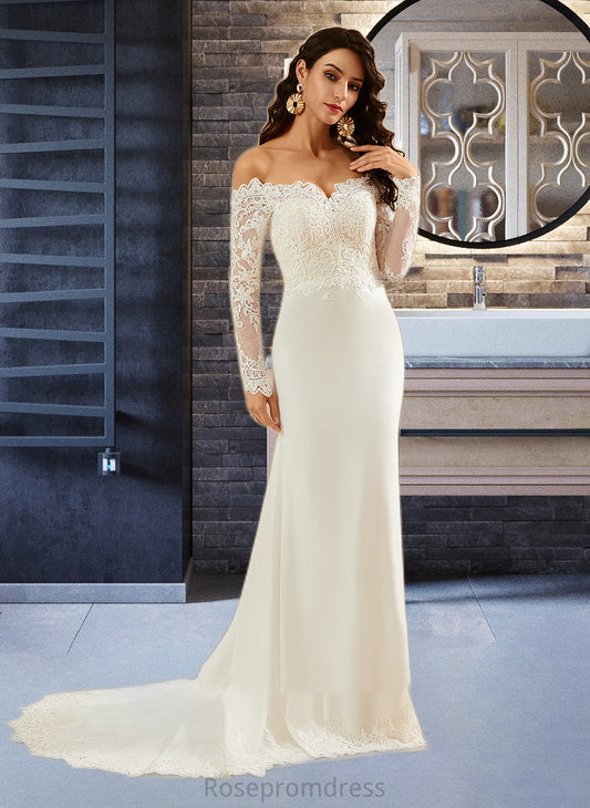 Angelique Trumpet/Mermaid Off-the-Shoulder Court Train Wedding Dress With Lace SRSP0013680