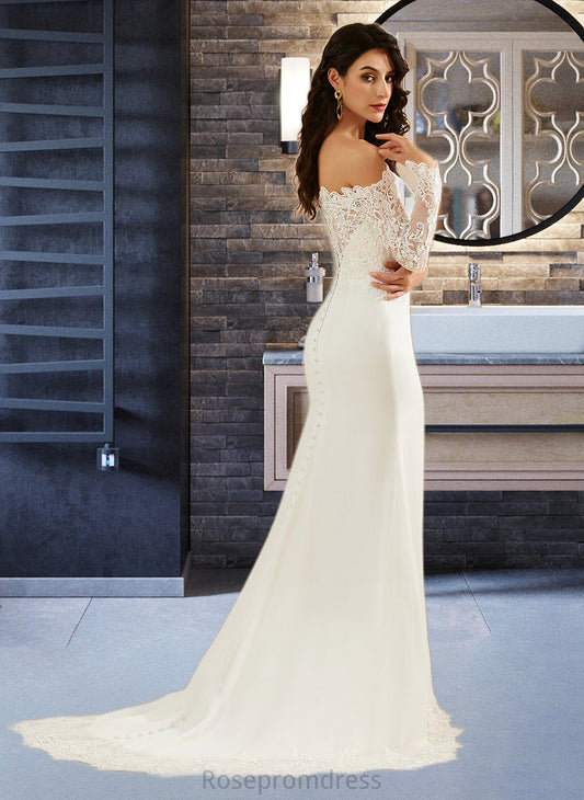 Angelique Trumpet/Mermaid Off-the-Shoulder Court Train Wedding Dress With Lace SRSP0013680
