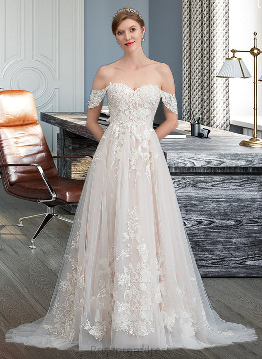 Kadence Ball-Gown/Princess Sweetheart Sweep Train Tulle Wedding Dress SRSP0013685