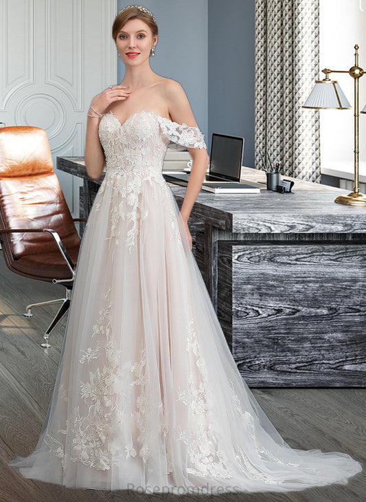 Kadence Ball-Gown/Princess Sweetheart Sweep Train Tulle Wedding Dress SRSP0013685