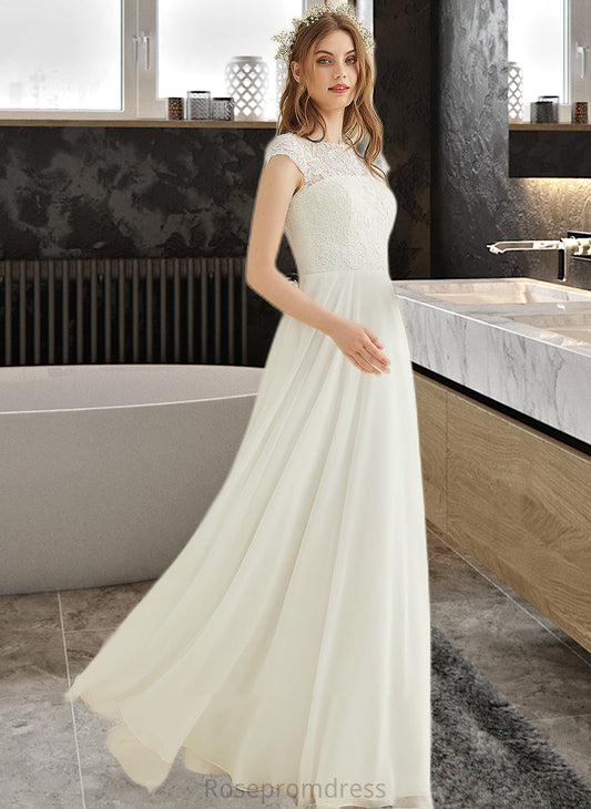 Jazmin A-Line Floor-Length Chiffon Lace Wedding Dress SRSP0013687
