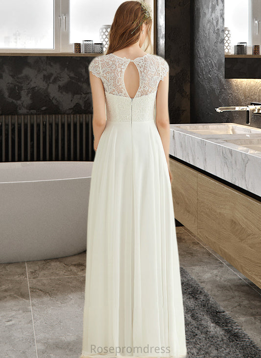 Jazmin A-Line Floor-Length Chiffon Lace Wedding Dress SRSP0013687