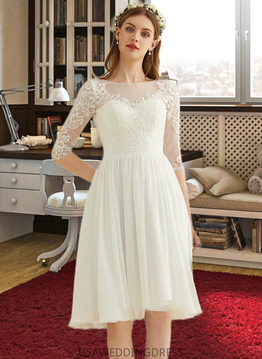 Tianna A-Line Knee-Length Chiffon Lace Wedding Dress With Sequins DSP0013689