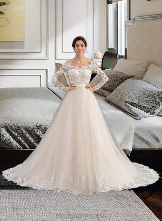 Alani Ball-Gown/Princess Chapel Train Tulle Lace Wedding Dress SRSP0013704