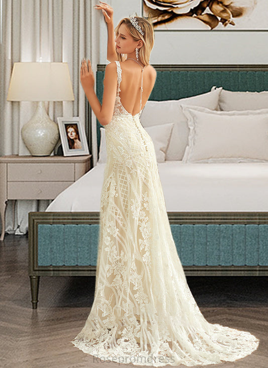 Miranda Trumpet/Mermaid V-neck Court Train Tulle Lace Wedding Dress SRSP0013708