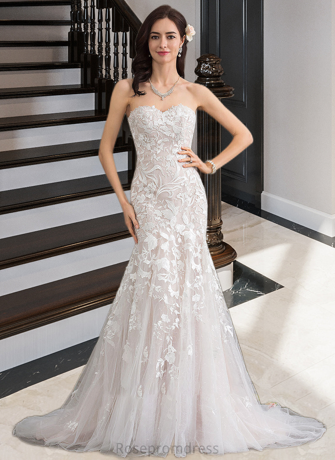 Persis Trumpet/Mermaid Sweetheart Court Train Tulle Lace Wedding Dress SRSP0013710
