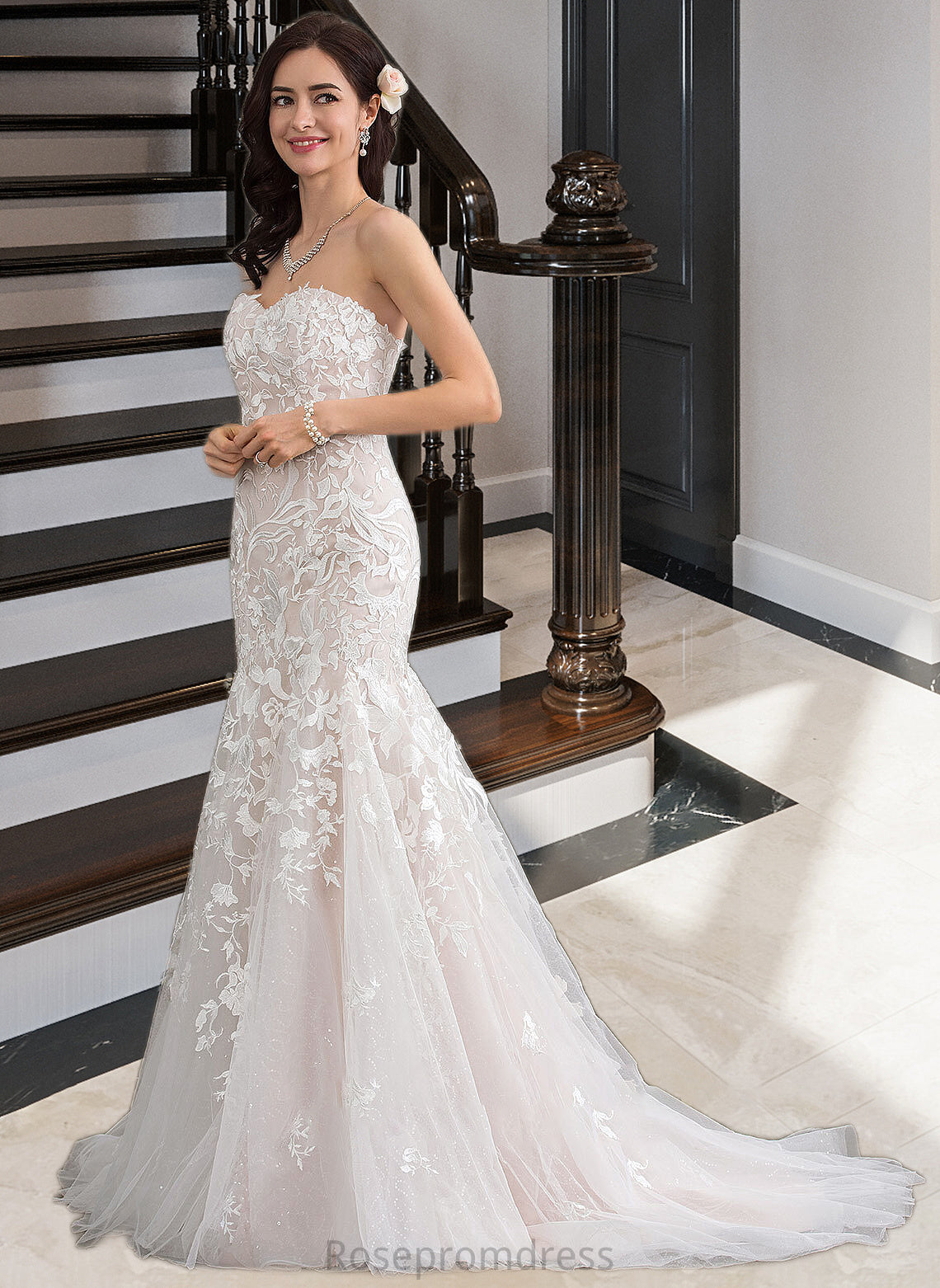 Persis Trumpet/Mermaid Sweetheart Court Train Tulle Lace Wedding Dress SRSP0013710