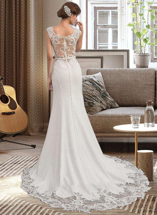 Heidi Trumpet/Mermaid Court Train Stretch Crepe Wedding Dress SRSP0013711
