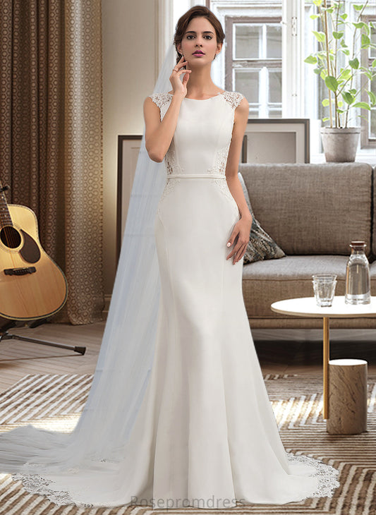 Heidi Trumpet/Mermaid Court Train Stretch Crepe Wedding Dress SRSP0013711