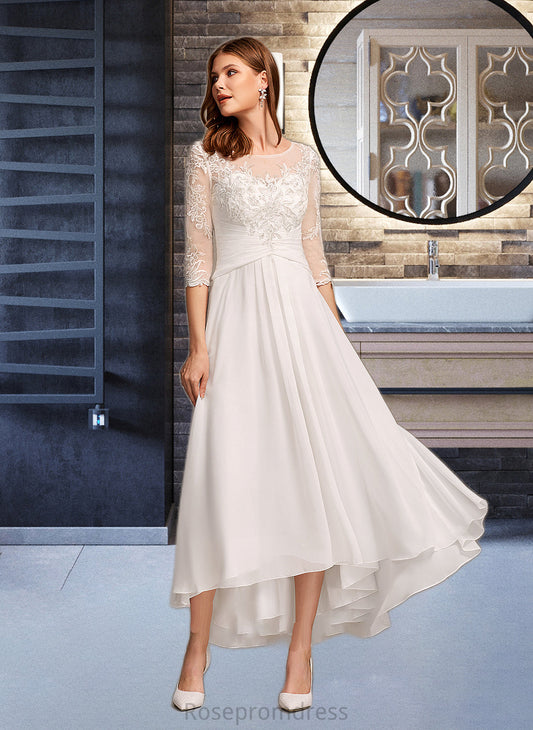 Melina A-Line Illusion Asymmetrical Wedding Dress With Lace SRSP0013749