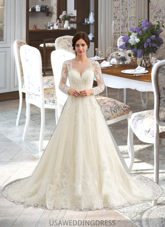 Lillianna Ball-Gown/Princess Illusion Court Train Tulle Lace Wedding Dress DSP0013750