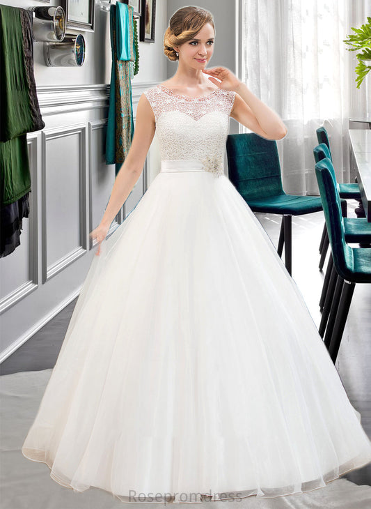 Katharine Ball-Gown/Princess Scoop Neck Sweep Train Organza Lace Wedding Dress With Beading Sequins SRSP0013751