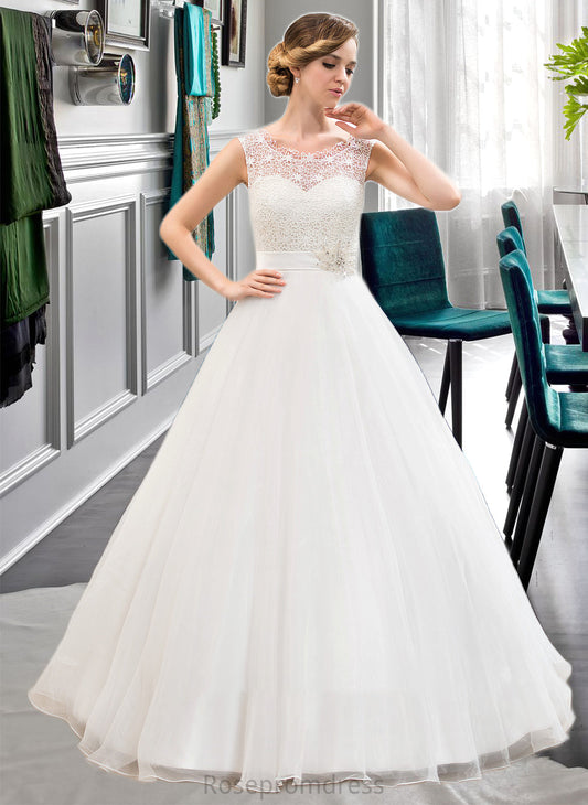 Katharine Ball-Gown/Princess Scoop Neck Sweep Train Organza Lace Wedding Dress With Beading Sequins SRSP0013751