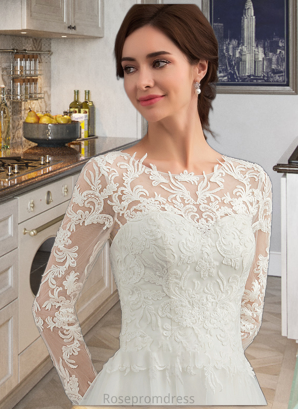 Norah Ball-Gown/Princess Scoop Neck Sweep Train Tulle Wedding Dress SRSP0013759