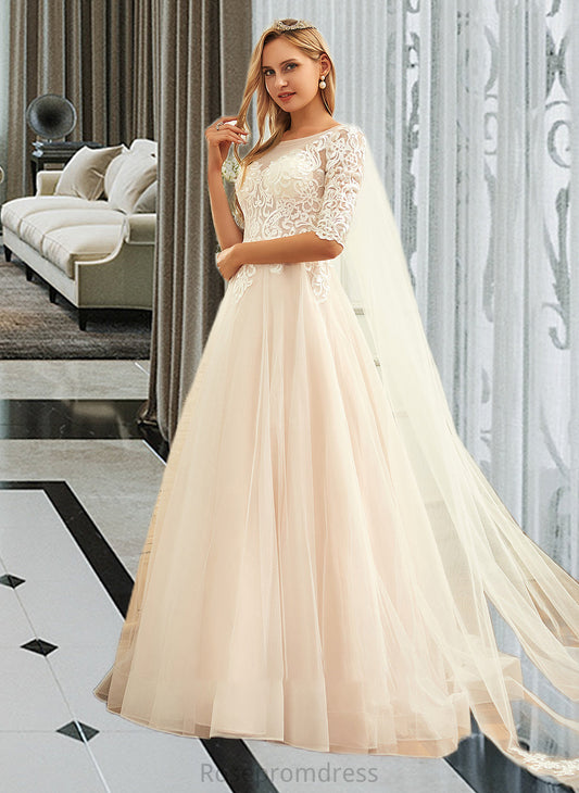 Juliana Ball-Gown/Princess Scoop Neck Sweep Train Tulle Lace Wedding Dress SRSP0013760