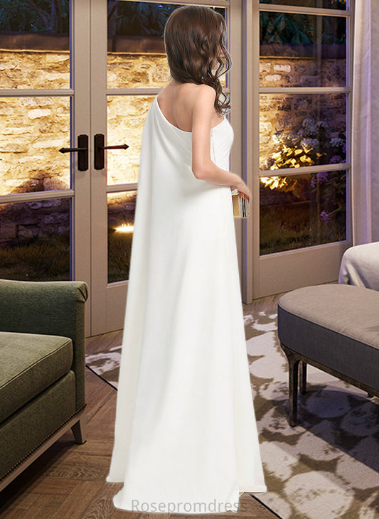 Keely Sheath/Column One-Shoulder Floor-Length Stretch Crepe Wedding Dress SRSP0013801