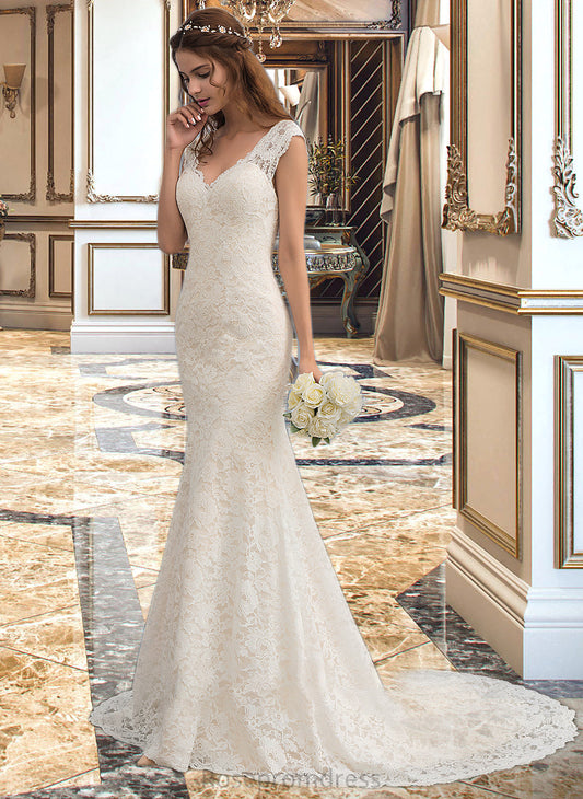 Amara Trumpet/Mermaid V-neck Court Train Lace Wedding Dress SRSP0013804