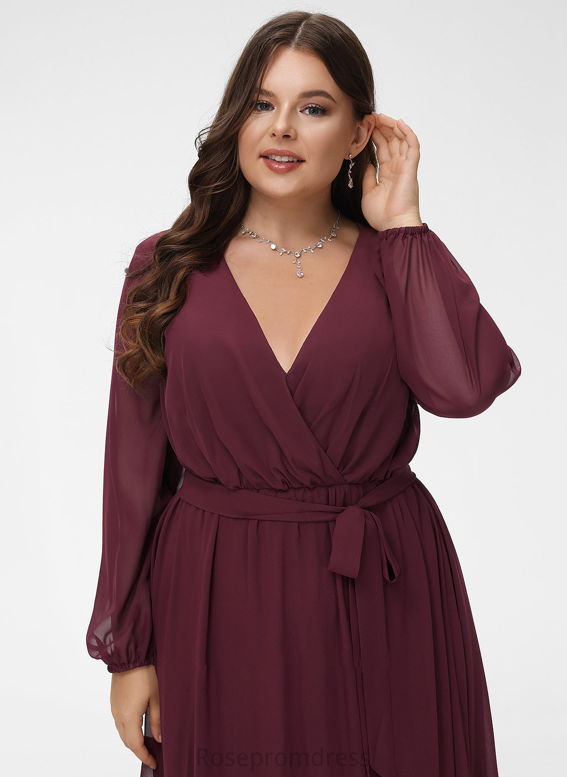 Neckline SplitFront Length Ruffle Fabric A-Line Bow(s) Floor-Length Silhouette V-neck Embellishment Katelyn Bridesmaid Dresses
