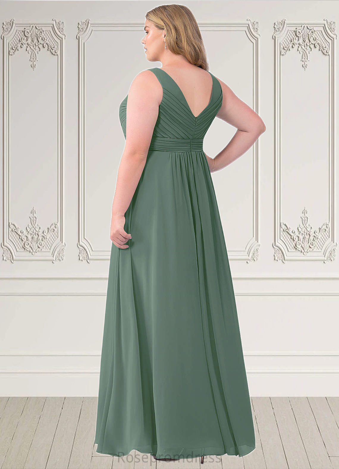 Allison A-Line Pleated Chiffon Floor-Length Dress SRSP0019658