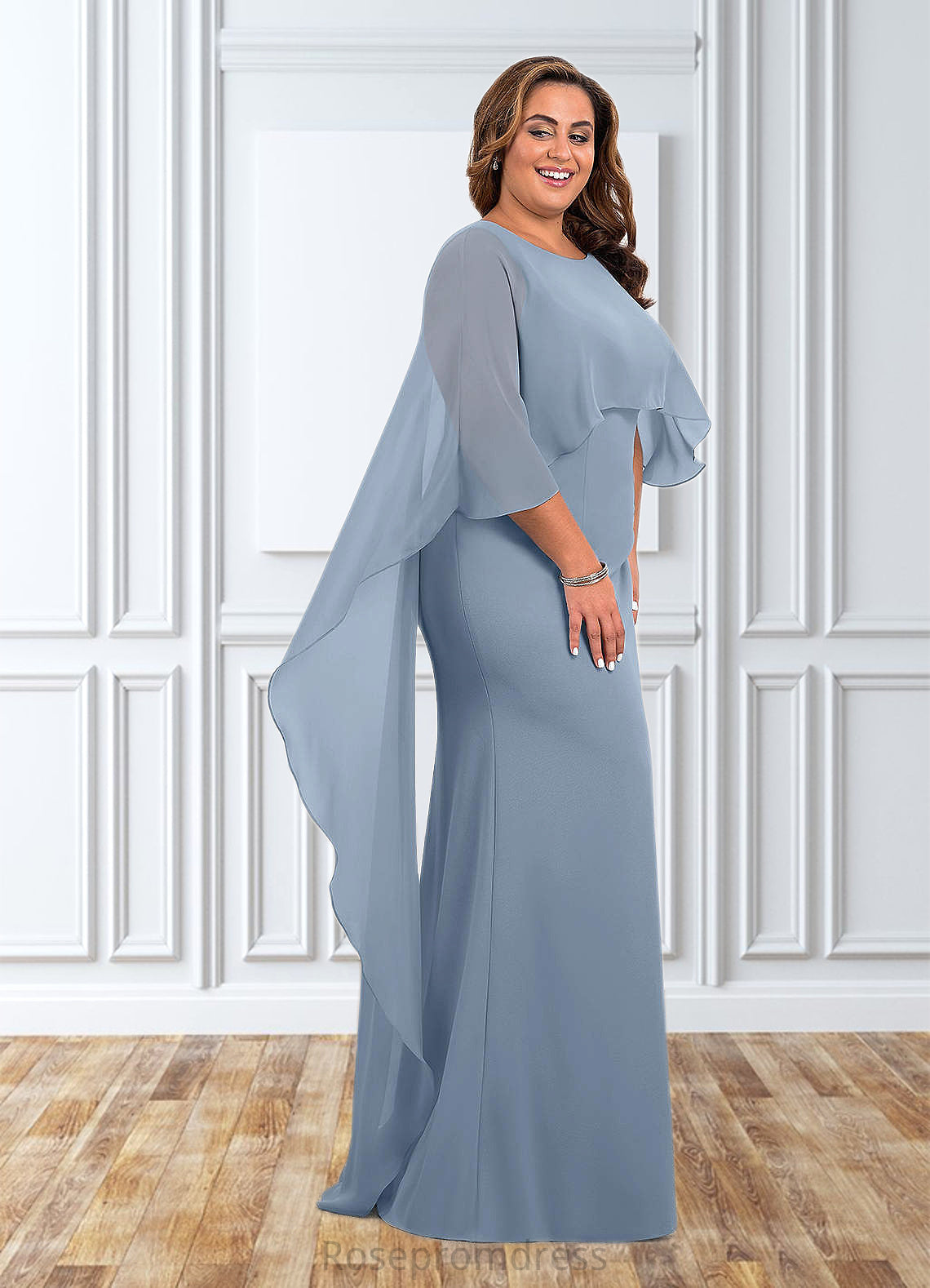 Rosa Sheath Chiffon Floor-Length Dress SRSP0019827