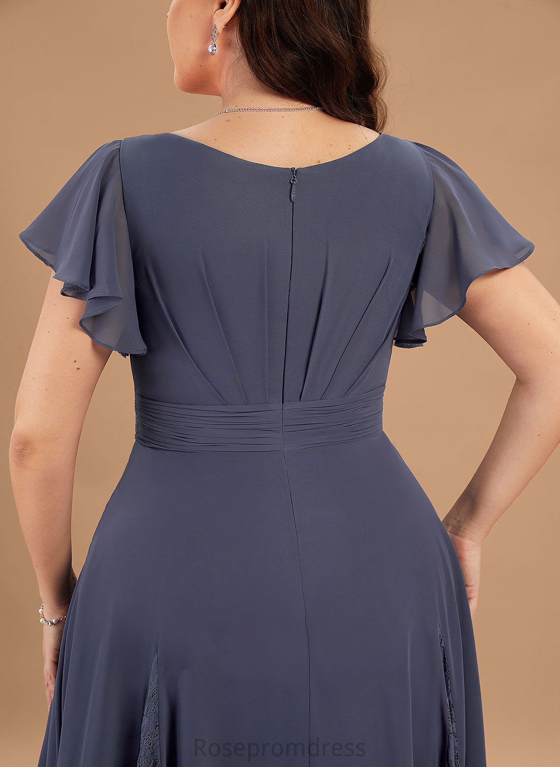 Lainey Asymmetrical Ruffle Dress Cocktail Cocktail Dresses Chiffon V-neck Lace A-Line With