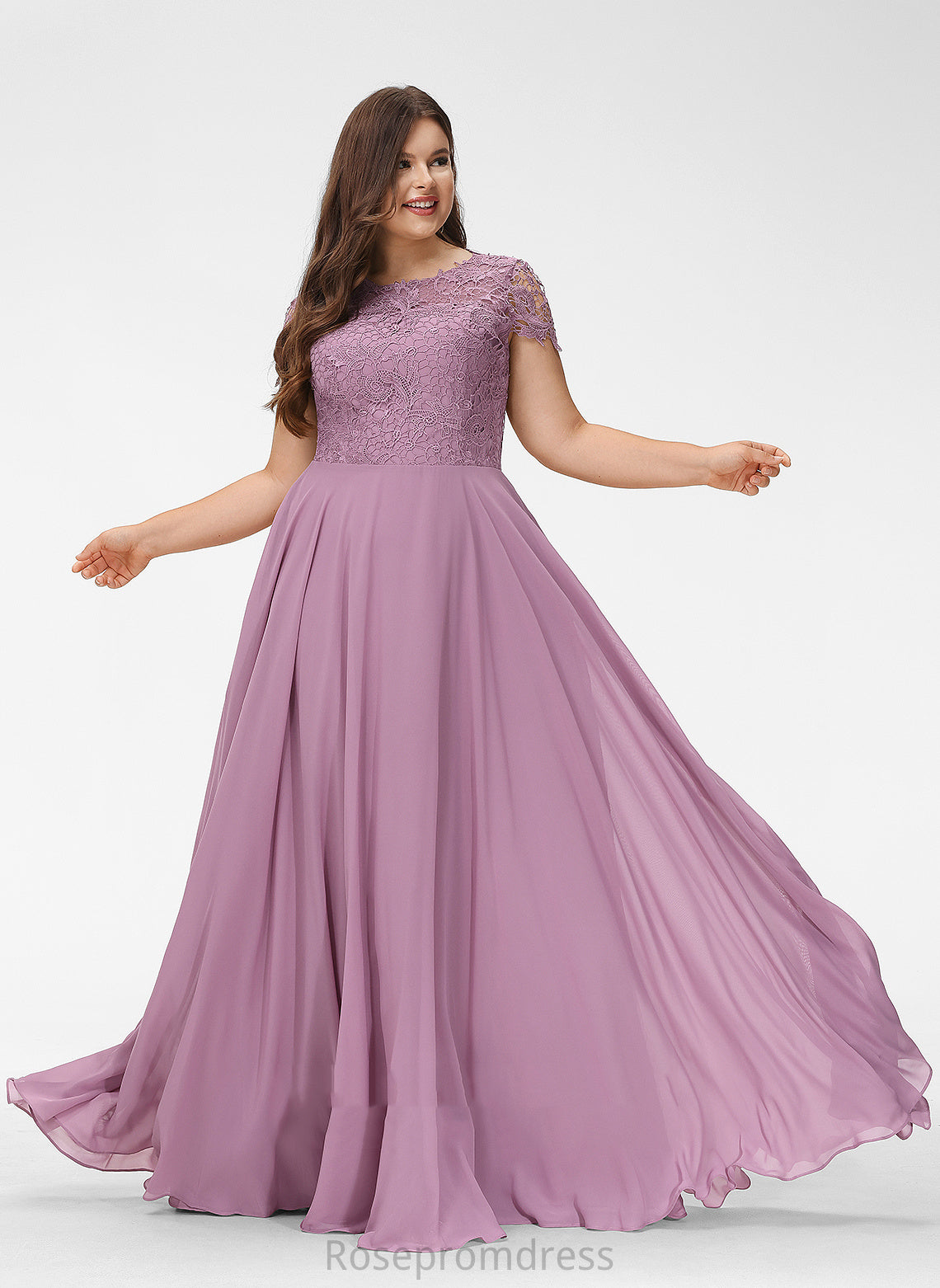 Length Floor-Length Fabric Straps&Sleeves Scoop Lace Silhouette A-Line Neckline Princess Bridesmaid Dresses